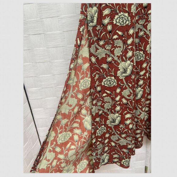 Khush Handmade Rayon Floral Brown Dress Size S - Picture 4 of 6